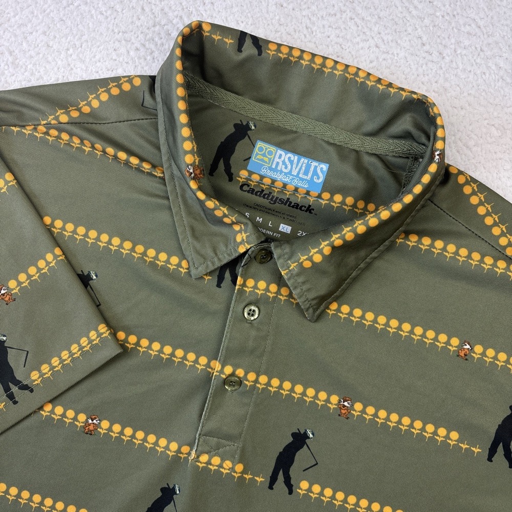 CADDYSHACK x RSVLTS Mens Polo Shirt XL Modern Fit Performance Print AOP Stretch
